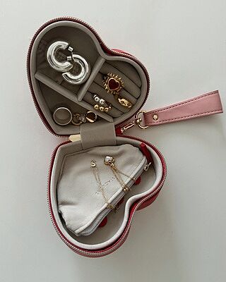 Pink Heart Travel Jewellery Box
