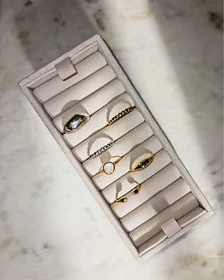 Grey Velvet Ring Holder