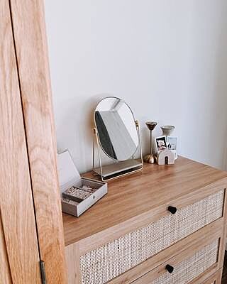 Taupe & Gold Dressing Table Mirror & Jewellery Stand