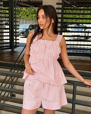 BUTTERFLY SHORT PINK STRIPE