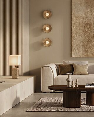 Travertine & Alabaster Stone Diffuser Wall Light - 10 inch - Natural