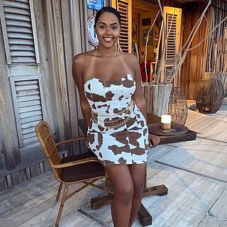 Let's Get Mooving Denim Mini Dress - White/combo | Fashion Nova