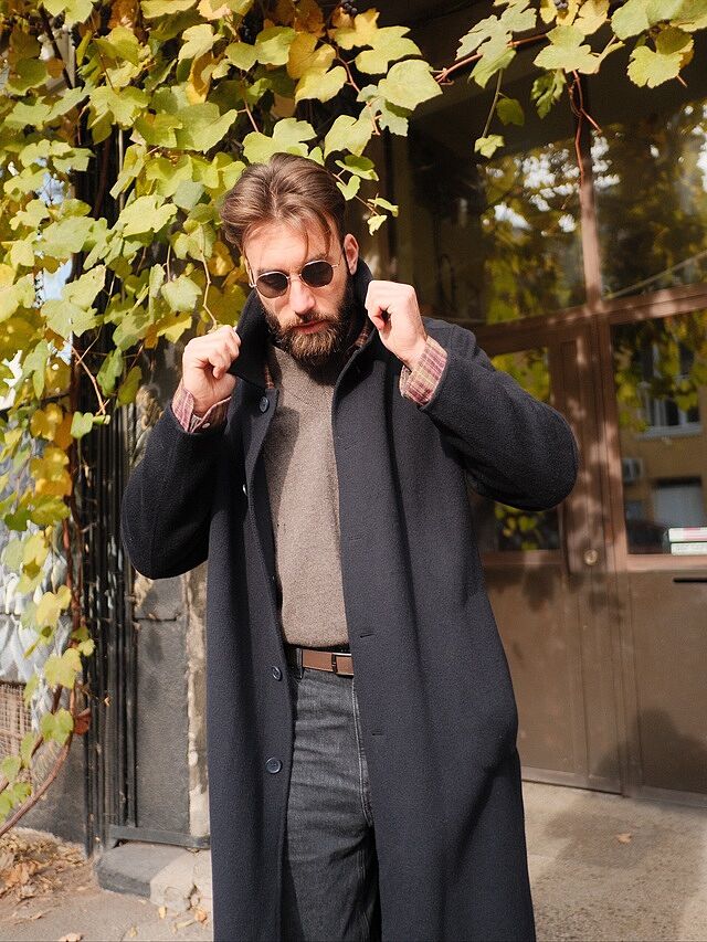 Minnesota Overcoat | Long Wool Trench Coat | Navy | Percival Menswear