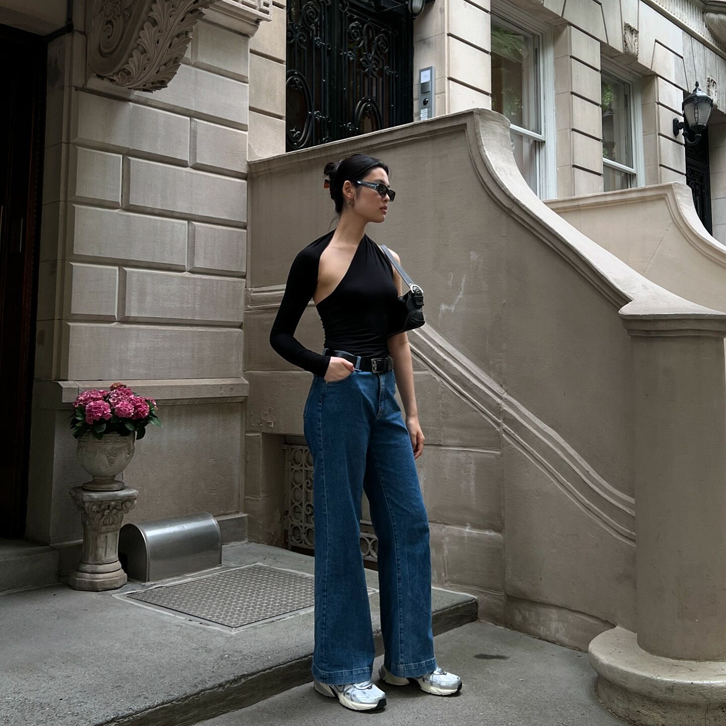 Black Mesh - Manhattan One Shoulder Top | Marcella
