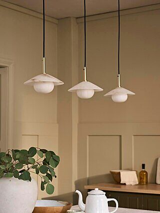 Alabaster Slope Pendant Light - 12 Inch - Brass