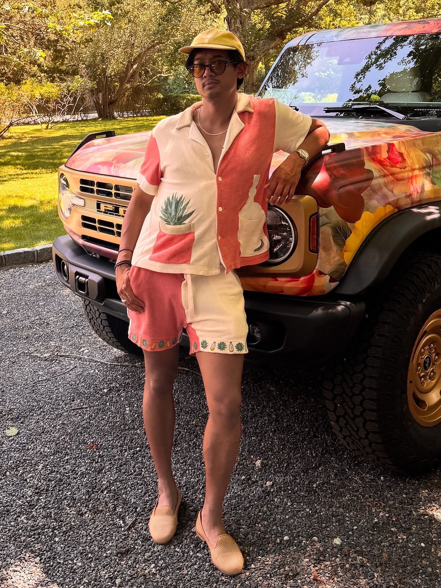 パンツ palace bacically a washed cotton short Maison Article Jacquard Ornate Printed Mens Shorts Cream MAKS06