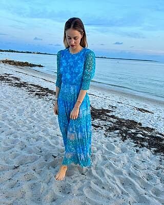VIP【関税送料無料】希少 RIXO HAVANA FLORAL BLUE MIX DRESS Agyness Midi Dress in Havana Floral Blue Mix