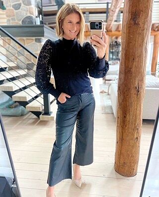 Long Sleeve Lace High Neck Knit Mix Top