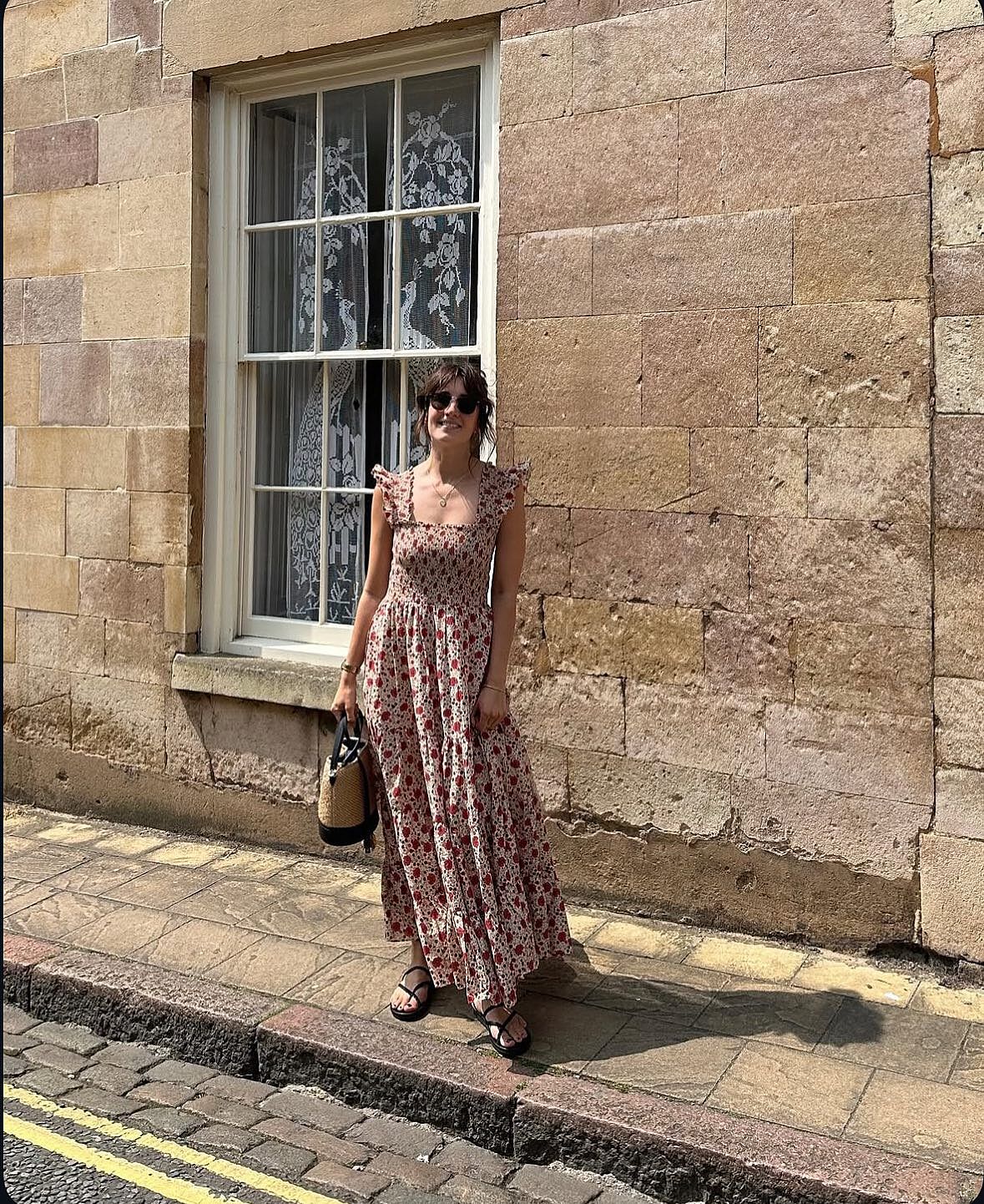 Kendall Cotton Midi Dress in Pink Shell Pansy Blush | RIXO USA ⋆