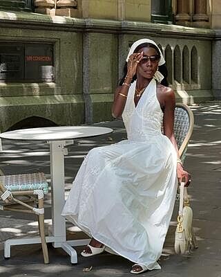 Talirosa Embroidered Halterneck Maxi Dress White | Selfie Leslie