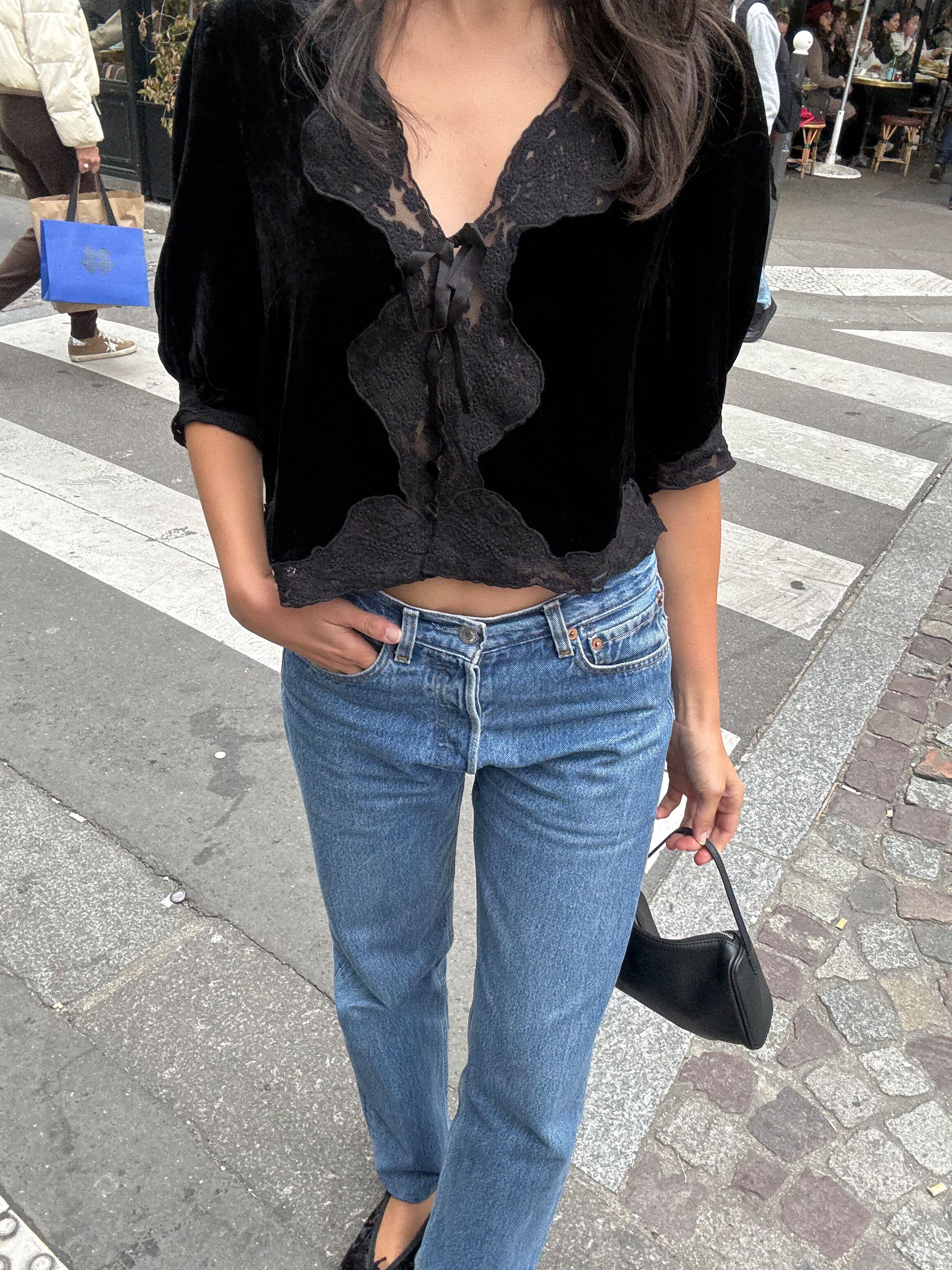 Ursula Silk-Velvet Top in Black | RIXO USA ⋆