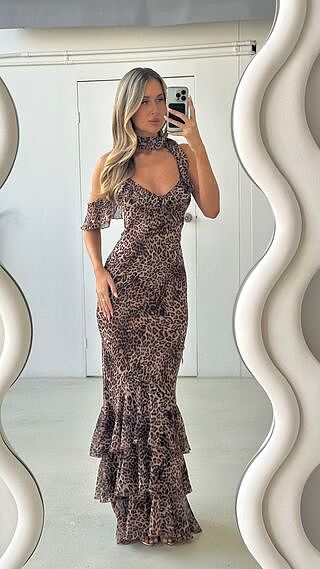 knee length dresses for ladies Tilly Tiered Maxi Dress in Pink – Elliatt main image 0