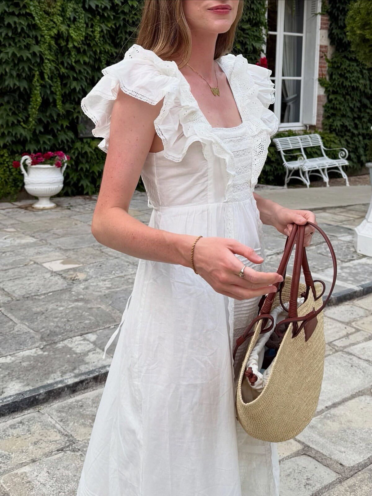 Delaney Cotton Midi Dress in White | RIXO USA ⋆