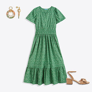 Hollie Midi Dress in Textured Stripe