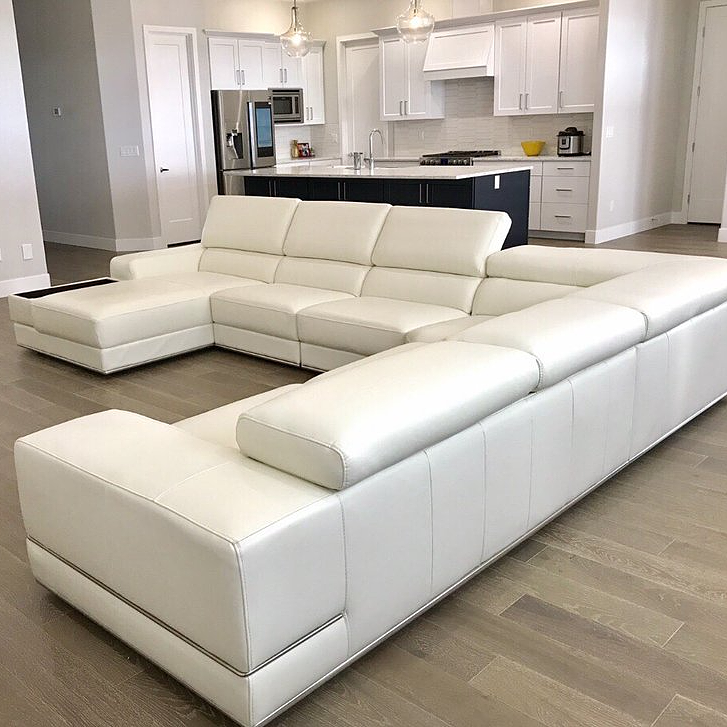 White Bonded Leather Sectional Sofa Set With Light | Cabinets Matttroy