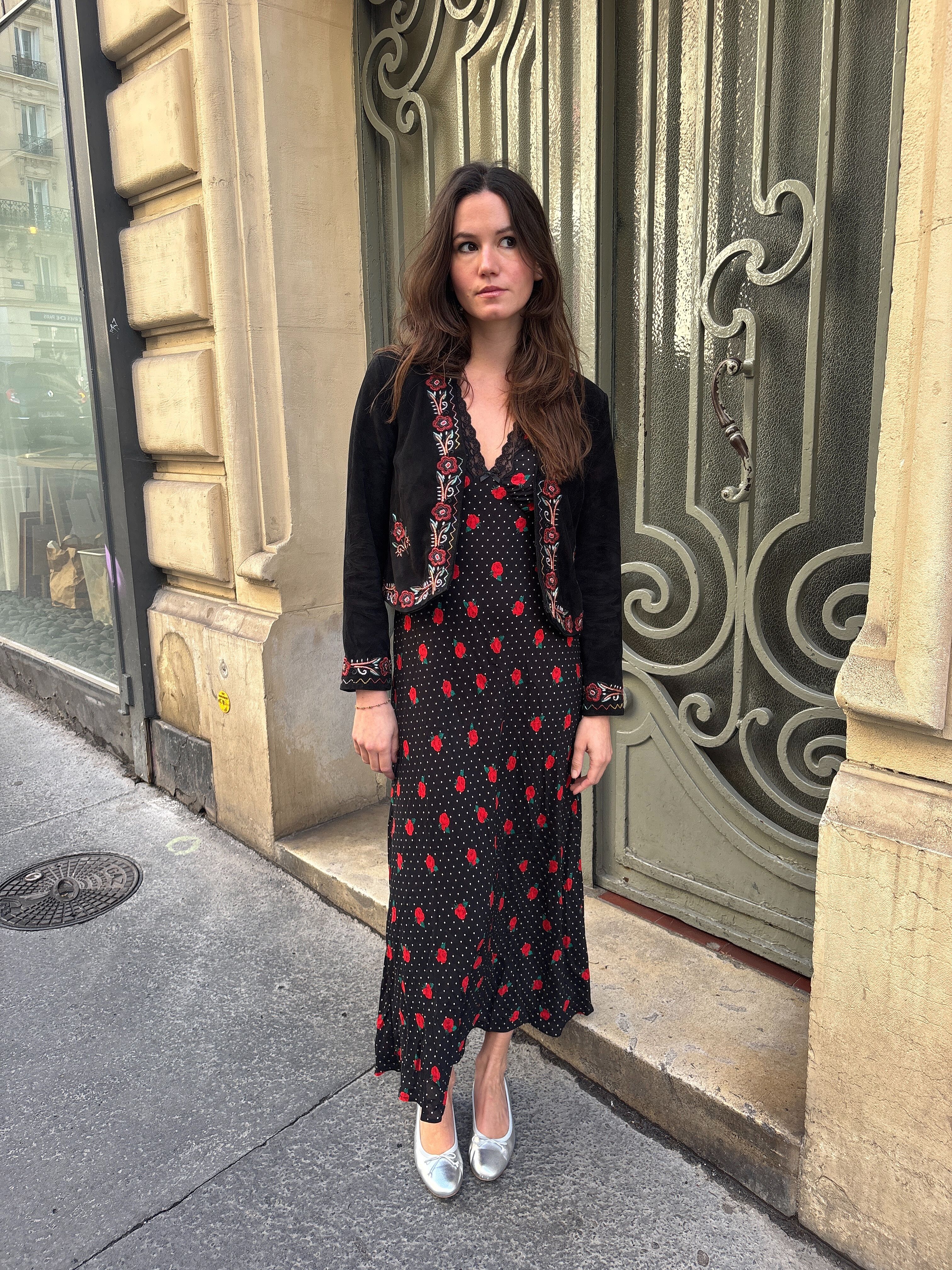 Clarice Linen Midi Dress in Black | RIXO