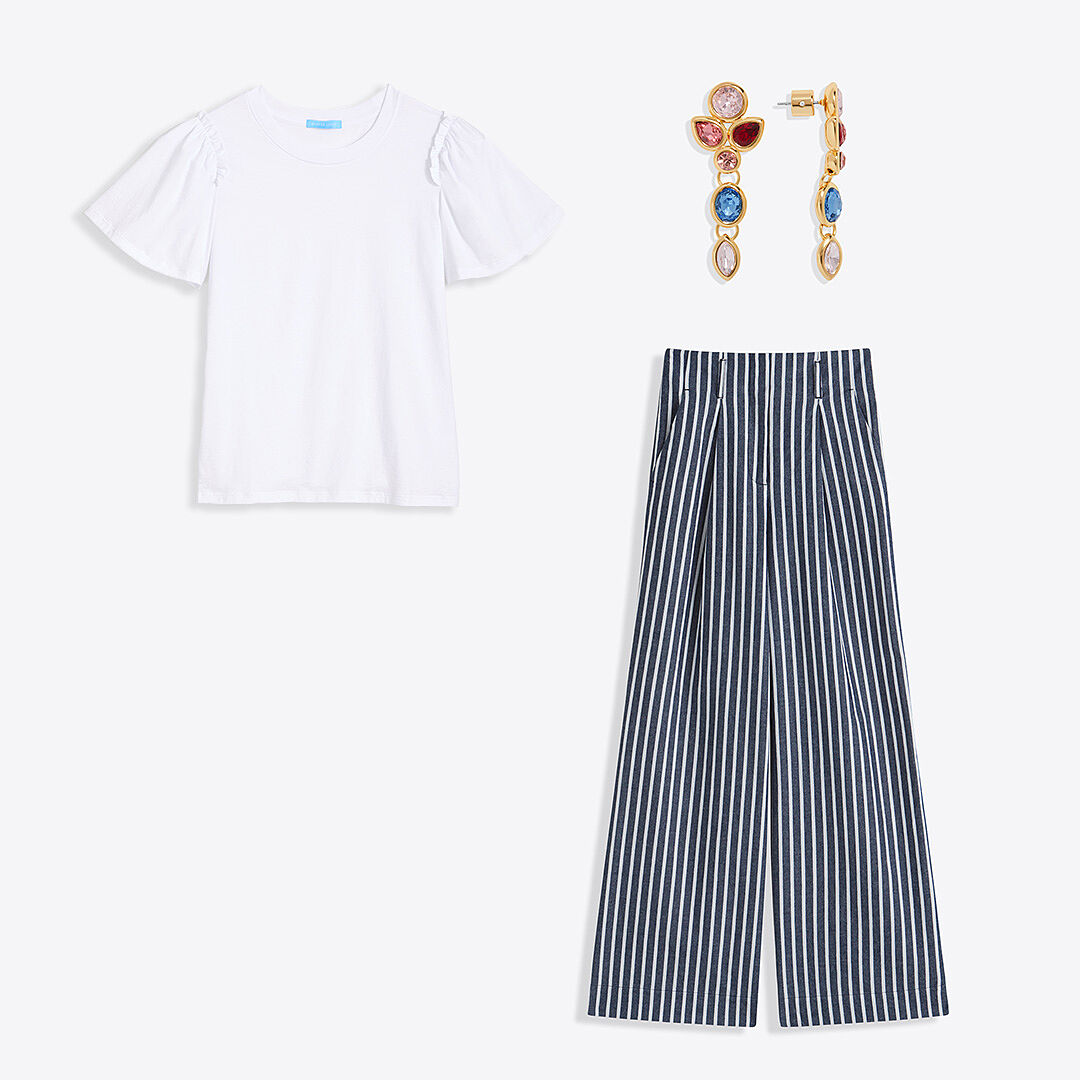 Short Sleeve Easy Knit Top in White – Draper James