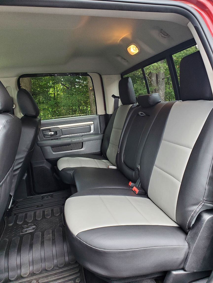Sof-Touch Leatherette seat covers in a truck