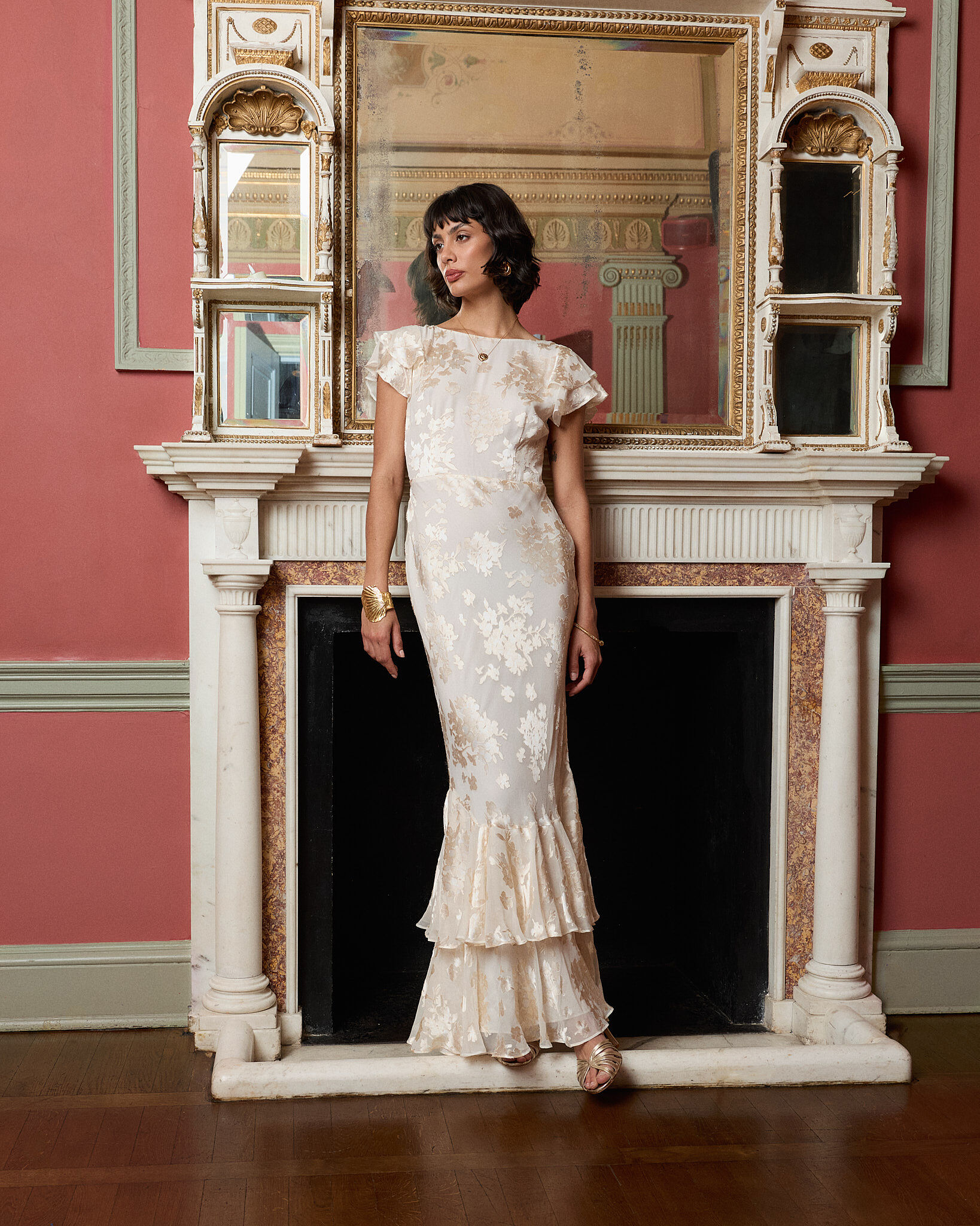 Ordinia Silk-Satin Devoré Gown in Ava Devore Blue | RIXO ⋆