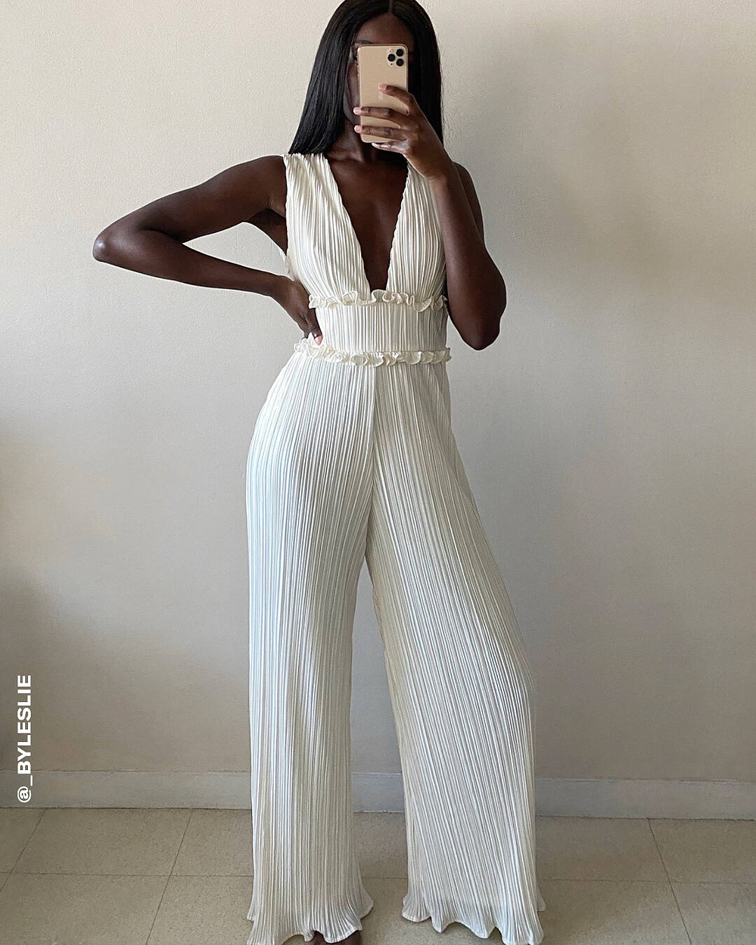 cream palazzo jumpsuit