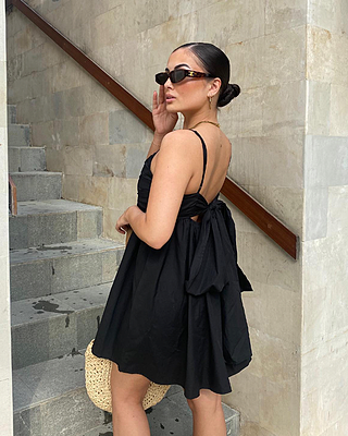 black mini dress babydoll PALOMA BLACK BABYDOLL DRESS – DISSH main image 1