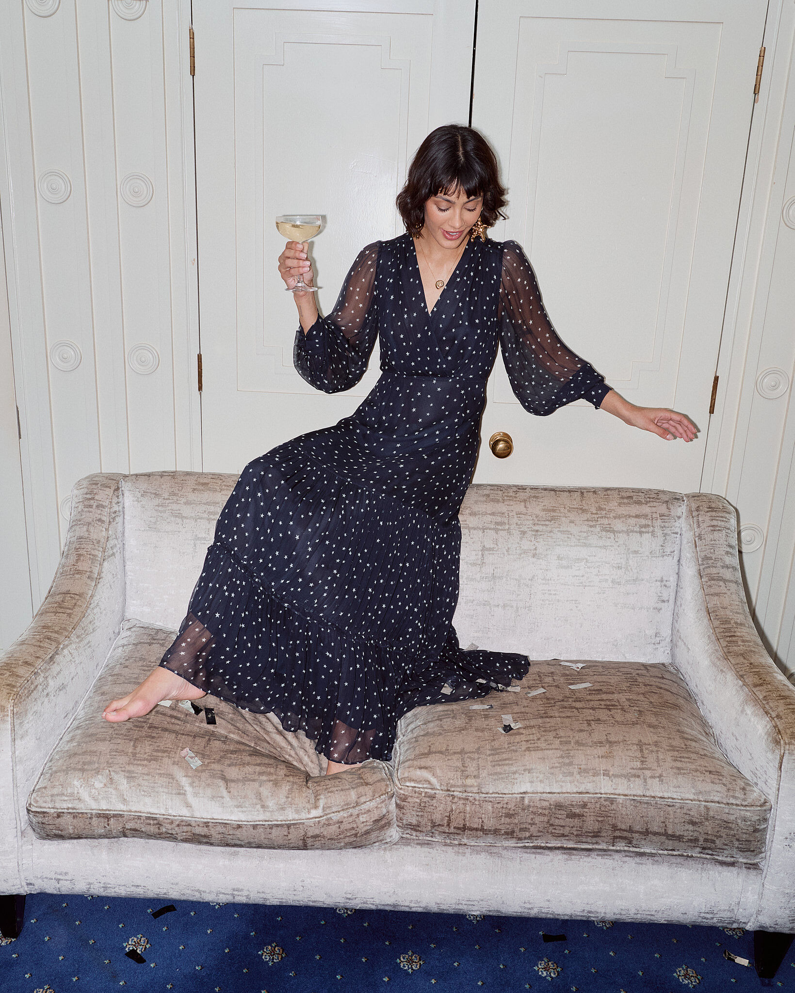 Elsie Chiffon Dress in Starry Night Navy | RIXO USA ⋆