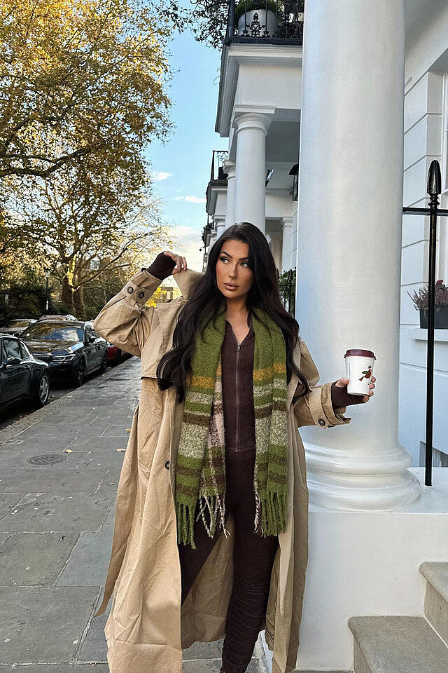 Deep Forest Glove And Scarf Set - Green/combo | Fashion Nova