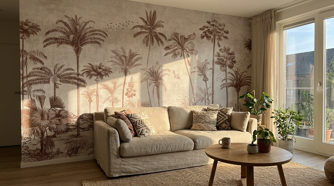 Vintage Sepia Palms Botanical Wallpaper Mural