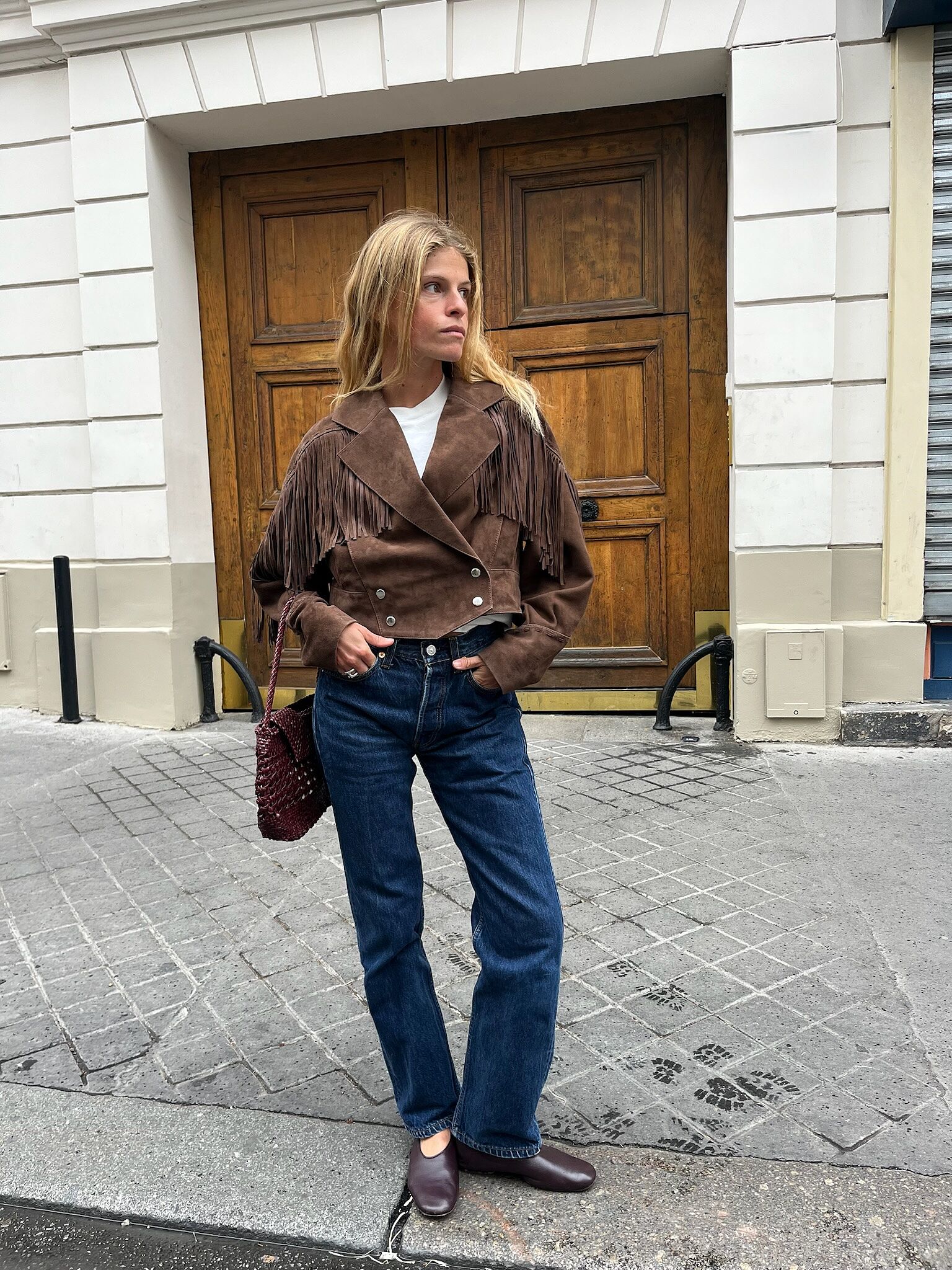 Darragh Fringed Suede Jacket in Brown | RIXO USA ⋆