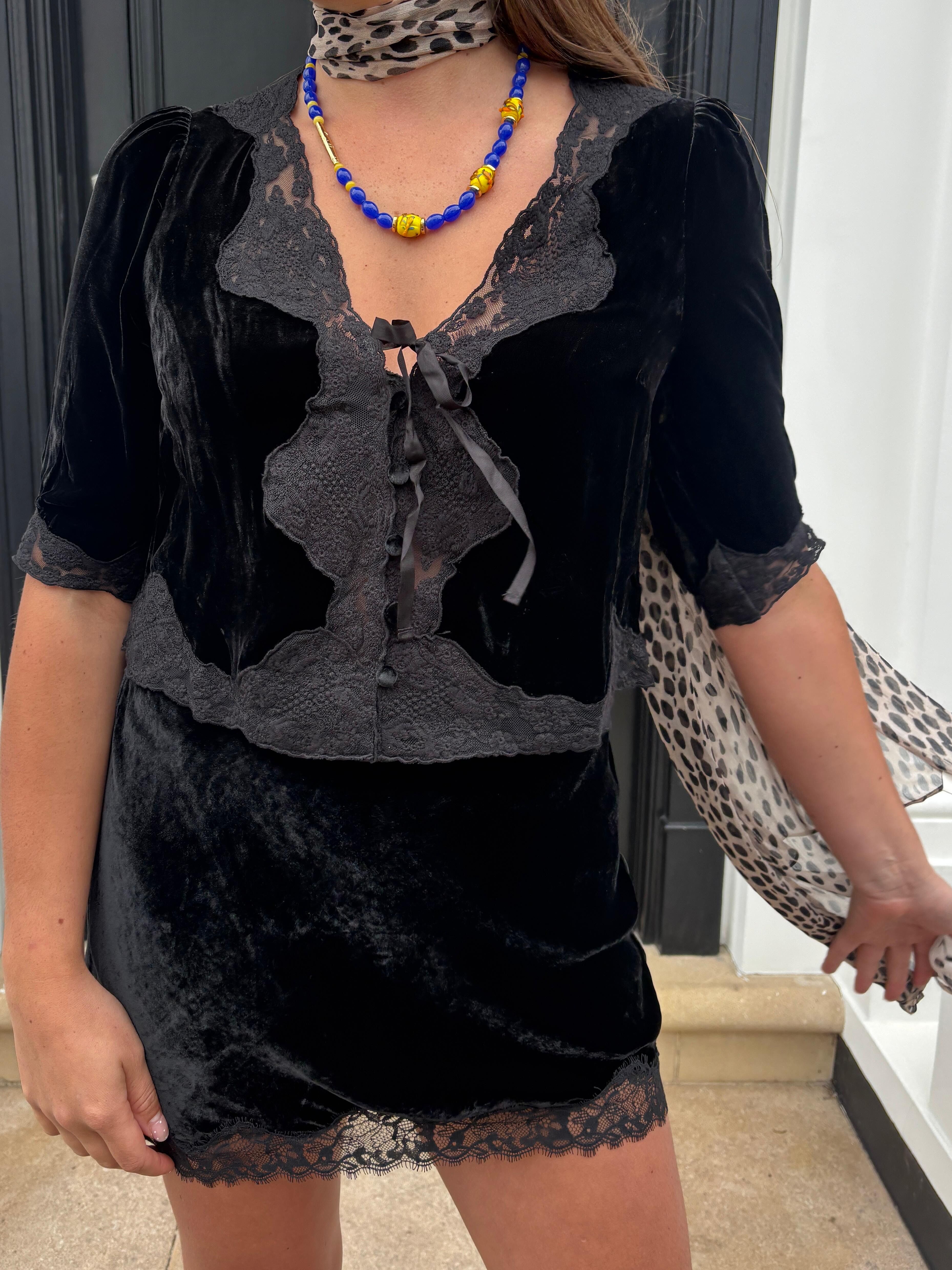 Ursula Silk-Velvet Top in Black | RIXO USA ⋆
