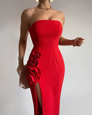 open lace back dress Kalika Scarlet Red Long Dress  Maison Safiyaa USA