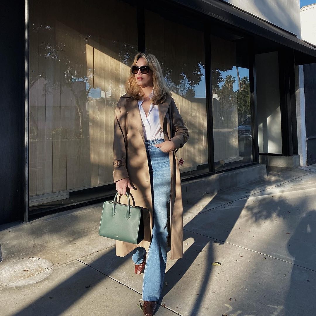 Jen carries The Strathberry Midi Tote - Bottle Green