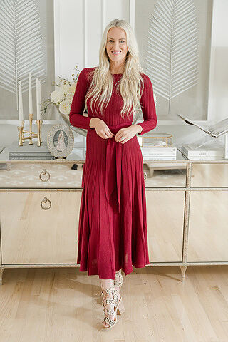 Knitted Pintuck Midi Dress – Terijon.com