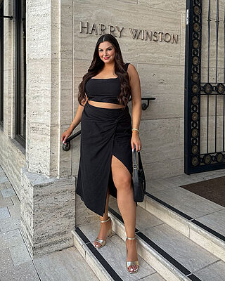Gibson Two Piece Top and Skirt Set - Linen Crop Top and Knot Front Midi Skirt Set in Black